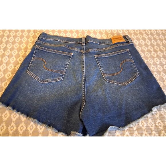 Signature Levis Shorts Womens 18 34W Blue Heritage High Rise Denim Cut Off Jeans - Picture 3 of 6